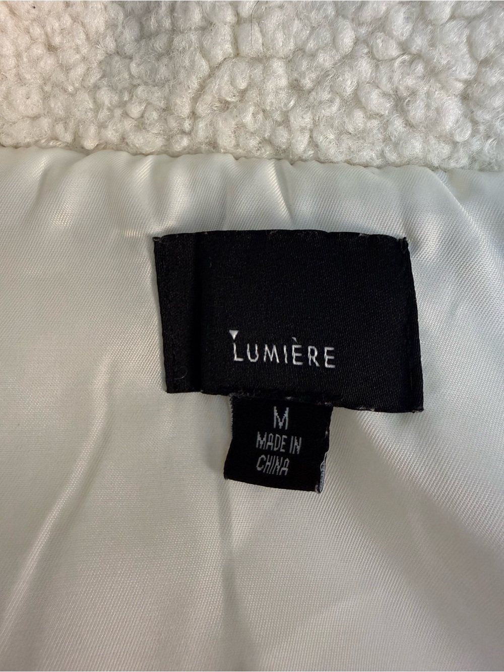 Lumière Ivory Sherpa Teddy Vest Snap Front Cozy Fleece Pocket Shacket Size M - Picture 8 of 11